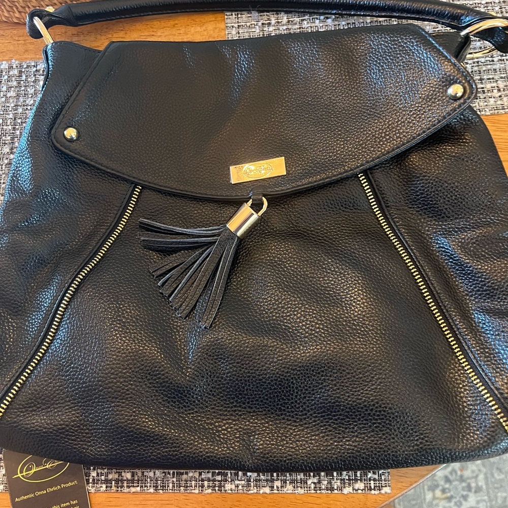 Black Leather Designer Shoulder Bag